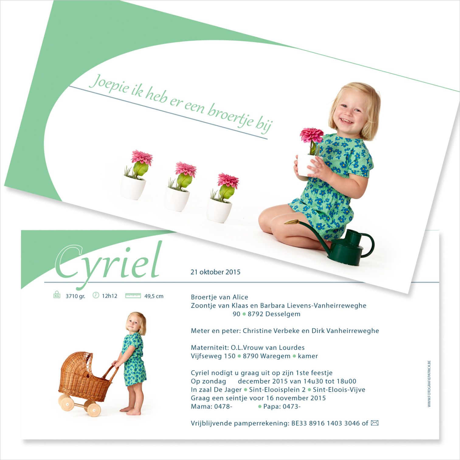 Geboortekaartje met foto van Cyriel
