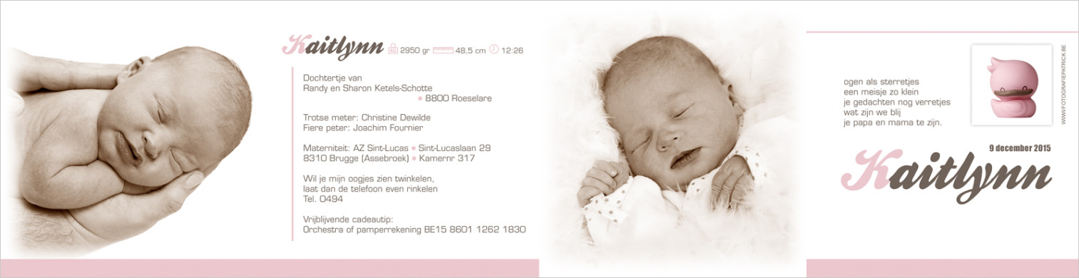 Geboortekaartje met foto van Kaitlynn