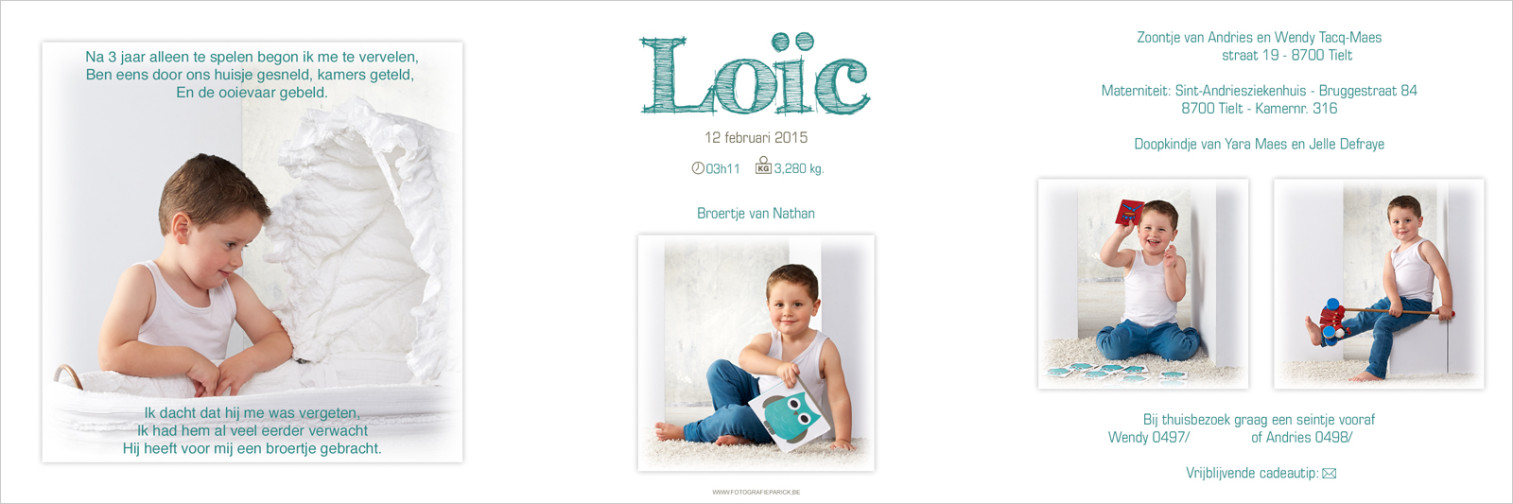 Geboortekaartje met foto van Loic