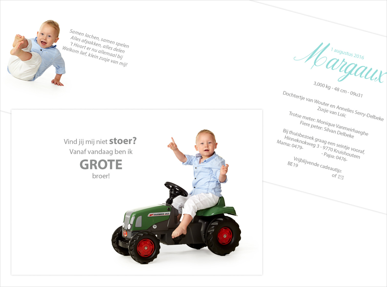 Geboortekaartje met foto van Margaux