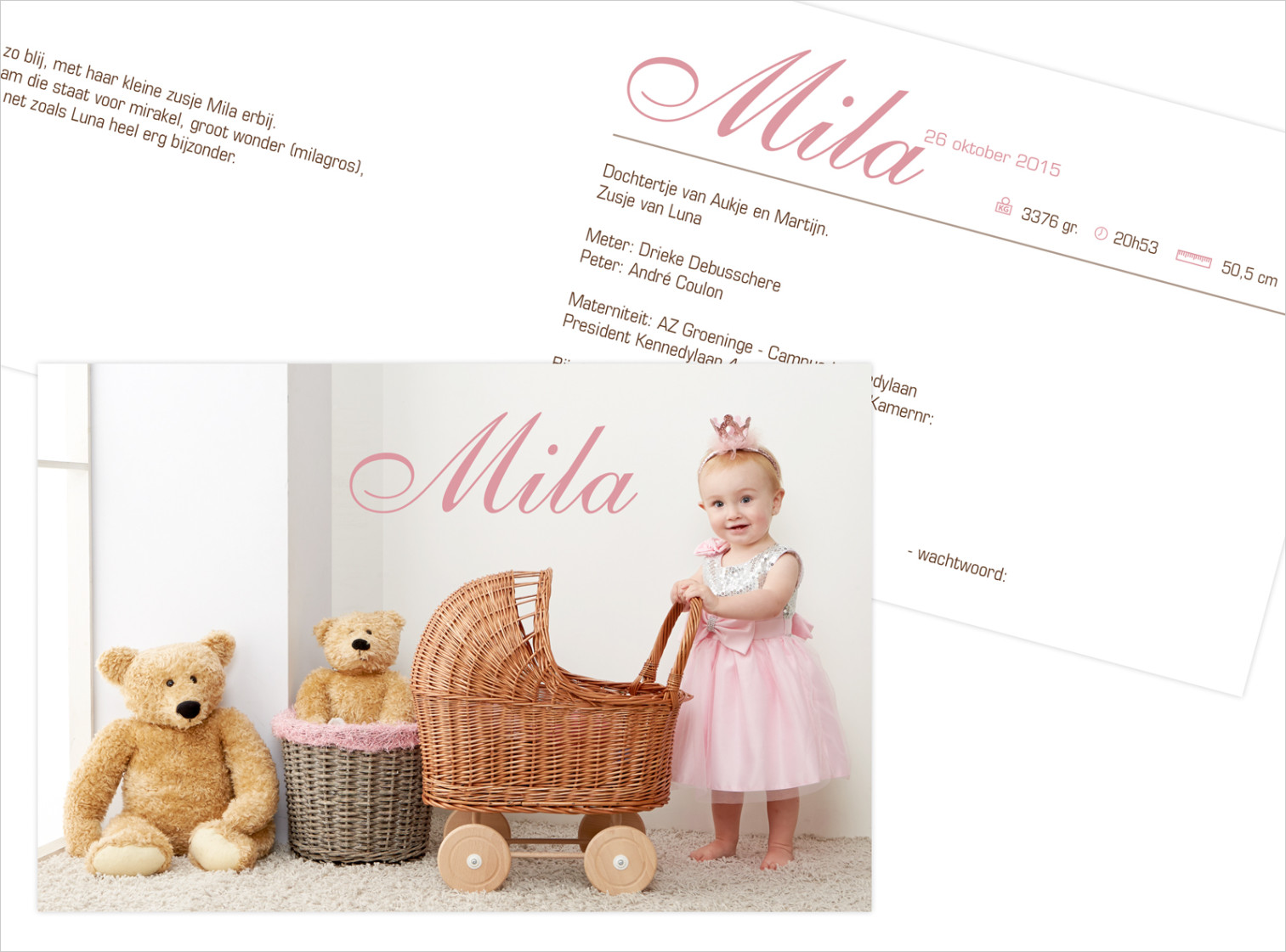 Geboortekaartje met foto van Mila