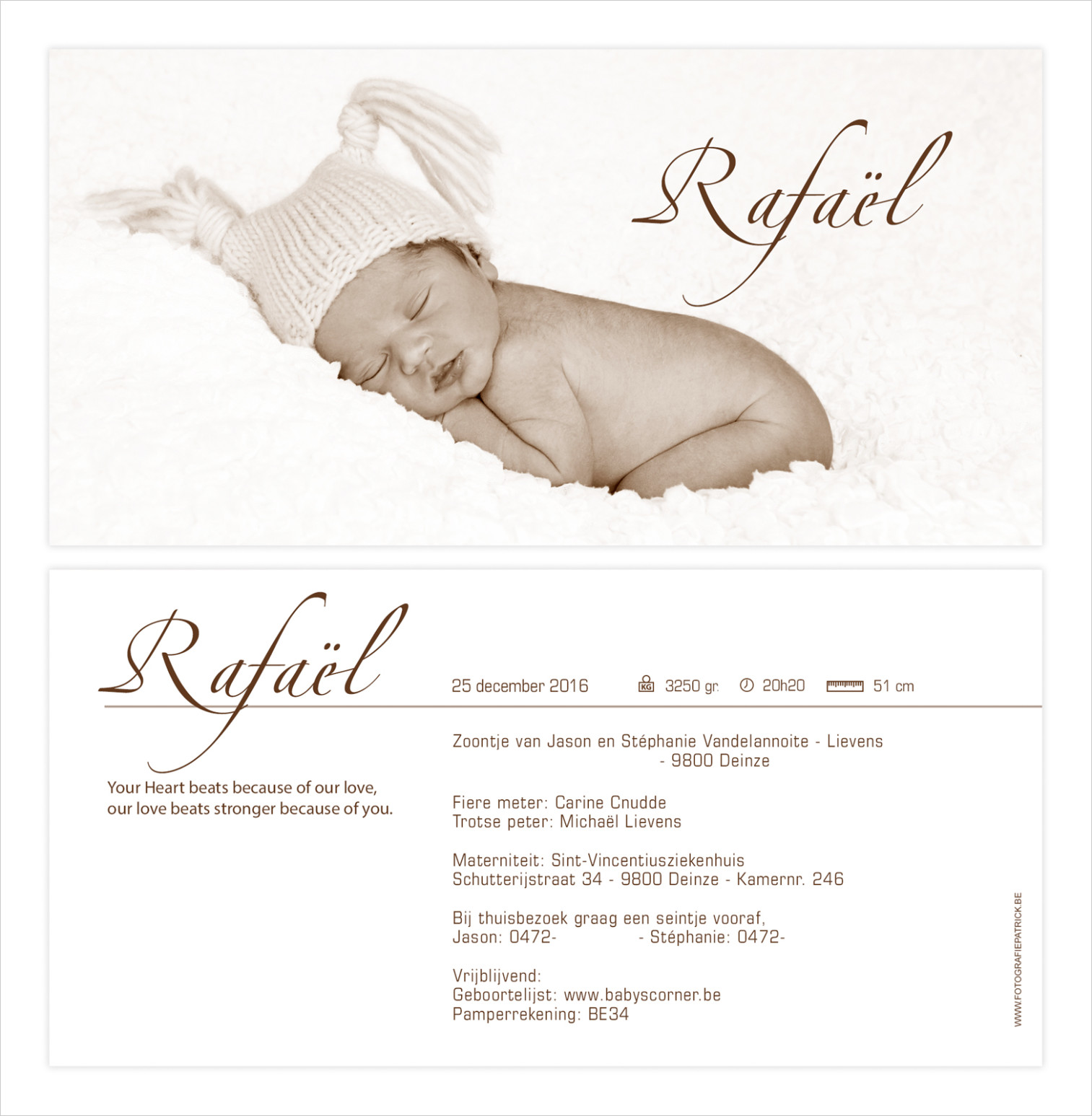 Geboortekaartje met foto van Rafael