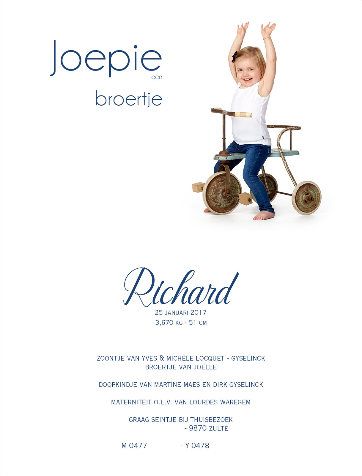 Geboortekaartje met foto van Richard