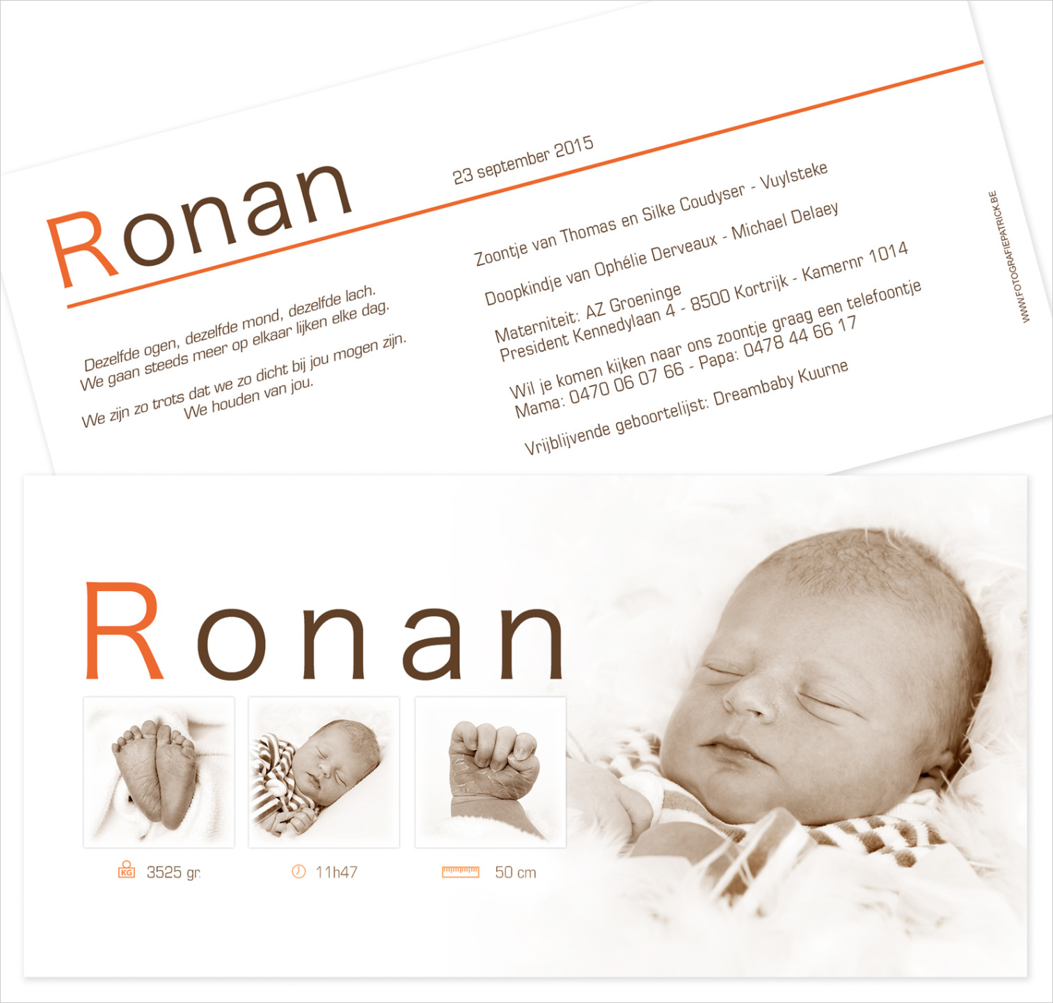 Geboortekaartje met foto van Ronan