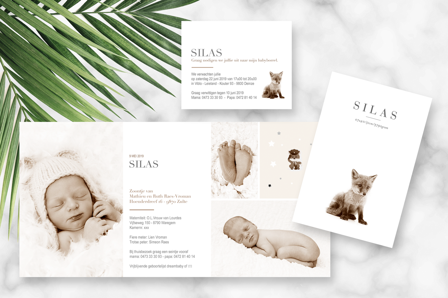 Geboortekaartje met foto van Silas