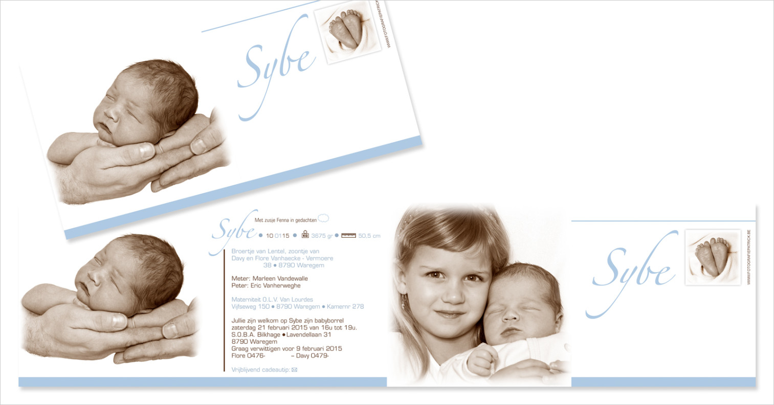 Geboortekaartje met foto van Sybe