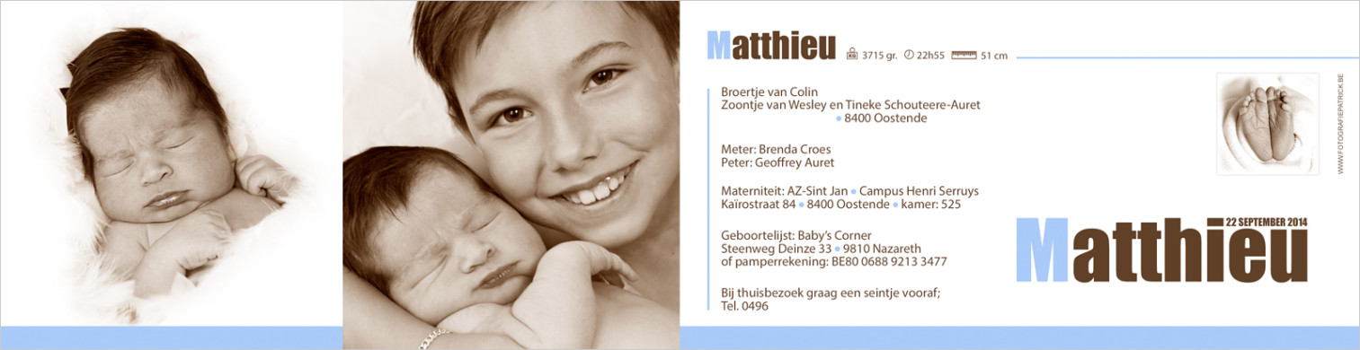 Geboortekaartje met foto van Thibaut